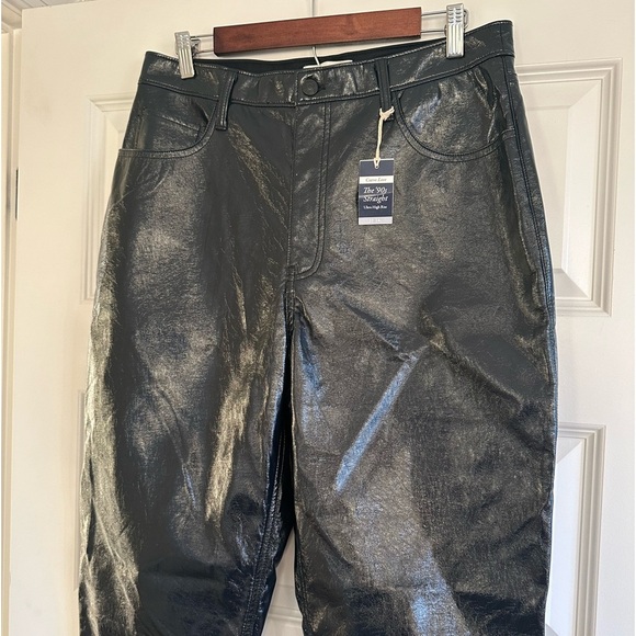 Abercrombie & Fitch Curve Love Vegan Leather 90s Straight Pant NWT - Picture 2 of 7